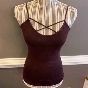 Nikibiki burgundy crisscross stretch tank top